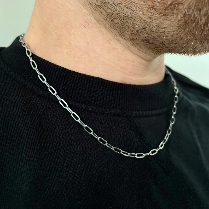 Paper Clip Link Silver Chain